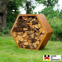 HOME DELUXE - Rost Holzlege - Antares - 80x92x43 cm, wetterbeständig, edle Rostoptik I Holzlager Feuerschale von Home Deluxe