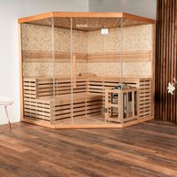 HOME DELUXE Sauna »Skyline XL BIG Kunststeinwand«, inkl. 8 kW Saunaofen mit integr. Steuerung, für 6 Personen - beige von Home Deluxe