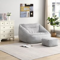 HOME DELUXE Sitzsack mit Hocker COZY – Hellgrau von Home Deluxe