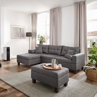 HOME DELUXE Sofa ROM mit Hocker & Stauraum - Grau von Home Deluxe