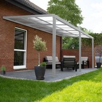 Terrassenüberdachung solis deluxe - Weiß, 579 x 295 x 233 / 272 cm - inkl. Schiebedachfunktion - inkl. Hohlkammerplatten, Montagematererial i Pergola von Home Deluxe