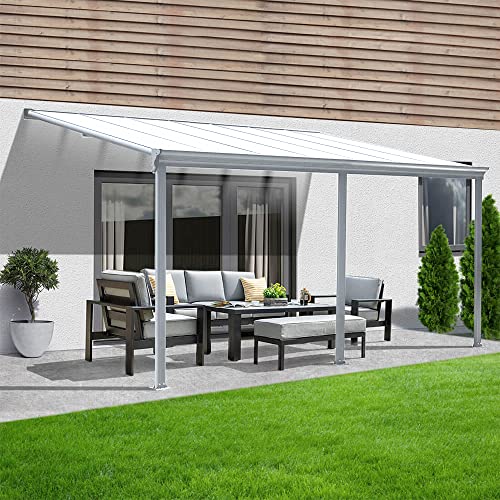 HOME DELUXE - Terrassenüberdachung SOLIS Weiß, B/T/H: 434 x 303 x 226/278 cm - inkl. Hohlkammerplatten, Montagematererial I Carport Pavillion Pergola von Home Deluxe