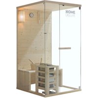HOME DELUXE - Traditionelle Sauna ARUNA S - Maße: ca. 100 cm × 110 cm × 190 cm, Holz: Fichtenholz, 8 mm klares Sicherheitsglas - inkl. Saunaofen und von Home Deluxe