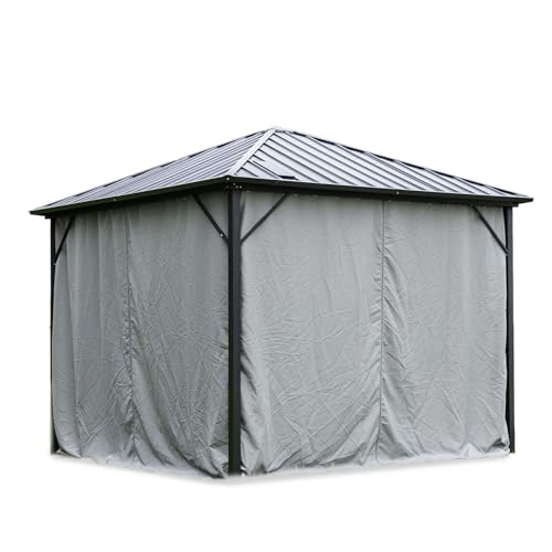 HOME DELUXE - Vorhänge LED Solar Pavillon Azur - Farbe Grau - 100% Polyester - UV Beständig von Home Deluxe