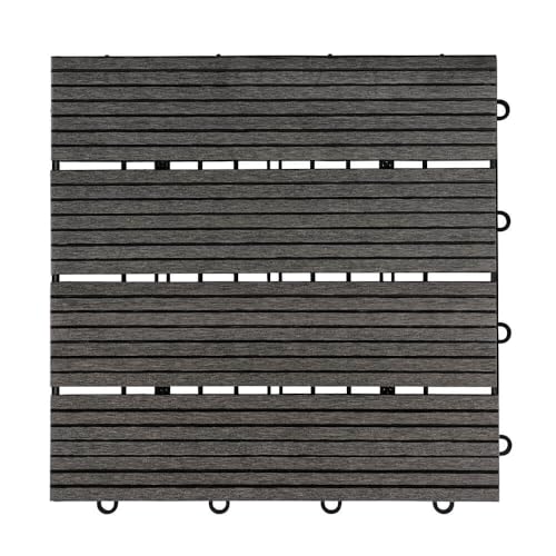 HOME DELUXE - WPC Klickfliese BAVARO - Anthrazit - 1 m² - 11 Fliesen á 30 x 30 cm I Klickfliese Terrassenfliese Balkonfliese von Home Deluxe