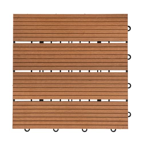 HOME DELUXE - WPC Klickfliese BAVARO - Hellbraun - 3 m² - 11 Fliesen á 30 x 30 cm I Klickfliese Terrassenfliese Balkonfliese von Home Deluxe