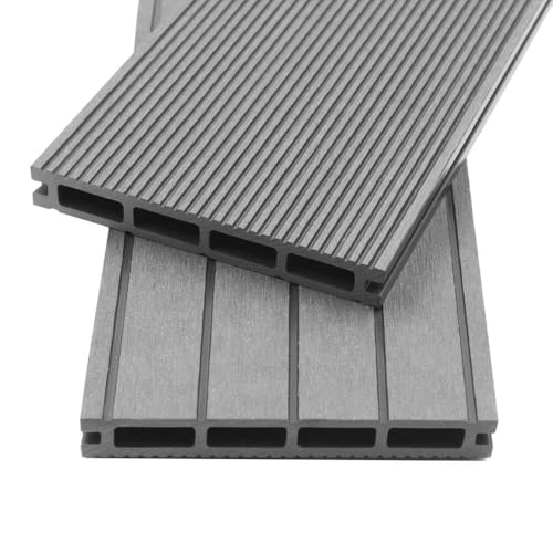 HOME DELUXE- WPC Terrassendielen SAMANA Komplettset (inkl. Unterkonstruktion) - Hellgrau 6m²| Diele, Hohlkammerdiele von Home Deluxe