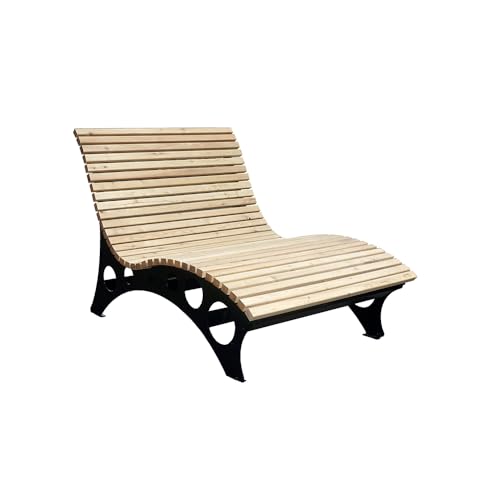 HOME DELUXE - Wellenholzliege TAIGA - Lärchenholz, Stahl, inkl. 30 Latten - 148 x 105 x 152 cm I Waldsofa Schwunliege Relaxliege von Home Deluxe