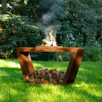 Home Deluxe - Holzlege inkl Grill paulo i Holzregal, Kaminholzregal Metall, Brennholzregal von Home Deluxe
