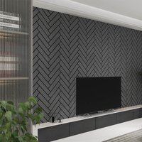 Akustikpaneel Fischgrätenoptik Black Oak 80 x 40 cm Holz Akustikpaneele Wandpaneel Akustik - Home Deluxe von Home Deluxe