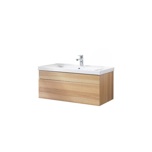 Home Deluxe - Badmöbel-Set - WANGEROOGE Big Holz - small - inkl. Waschbecken und komplettem Zubehör - Größe Waschbecken: ca. 80 cm I Badezimmermöbel Waschtisch Badmöbelset von Home Deluxe