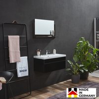 Badmöbel-Set - wangerooge big Schwarz - Medium - inkl. Waschbecken und komplettem Zubehör - Breite Waschbecken: ca. 80 cm i Badezimmermöbel von Home Deluxe