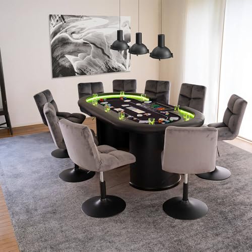 Home Deluxe - Barhocker ACE - 8er Set, Farbe: Hellgrau- 360 Grad drehbar, Höhenverstellbar, weiche Polsterung, bis 120 kg belastbar I Küchenstuhl Speisestühle Esszimmerstühle von Home Deluxe