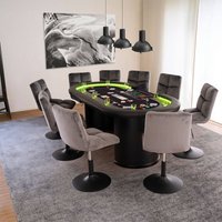 Home Deluxe - Barhocker höhenverstellbar ace Farbe: Samt Hellgrau, Menge: 8 Stuhl Pokerstuhl Drehstuhl Esszimmerstuhl von Home Deluxe