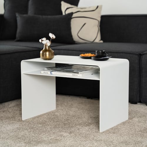 Home Deluxe - Beistelltisch ZIMA - Maße: 58 x 38 x 40cm, Farbe: Weiß, Material Stahl I Couchtisch Wohnzimmertisch Sofatisch von Home Deluxe