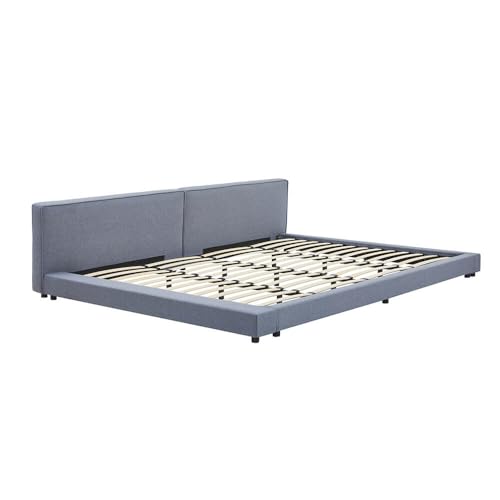 Home Deluxe - Bett mit Ablage GALAXIS - Farbe: Grau, Größe: 270 x 200, ohne Matratze I Familienbett Polsterbett Doppelbett von Home Deluxe