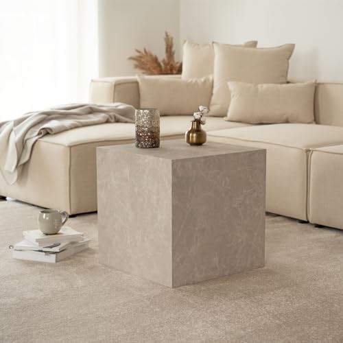 Home Deluxe - Couchtisch Amiri - Farbe: Beige, Größe: 50 x 50 cm, MDF Platte, ohne Montage I Wohnzimmertisch Beistelltisch Sofatisch von Home Deluxe