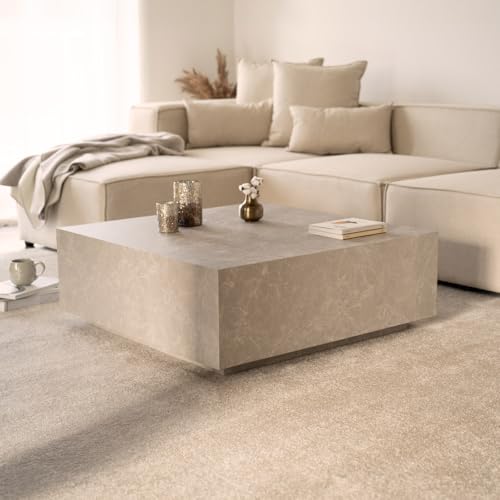 Home Deluxe - Couchtisch Amiri - Farbe: Beige, Größe: 95 x 95 cm, MDF Platte, ohne Montage I Wohnzimmertisch Beistelltisch Sofatisch von Home Deluxe