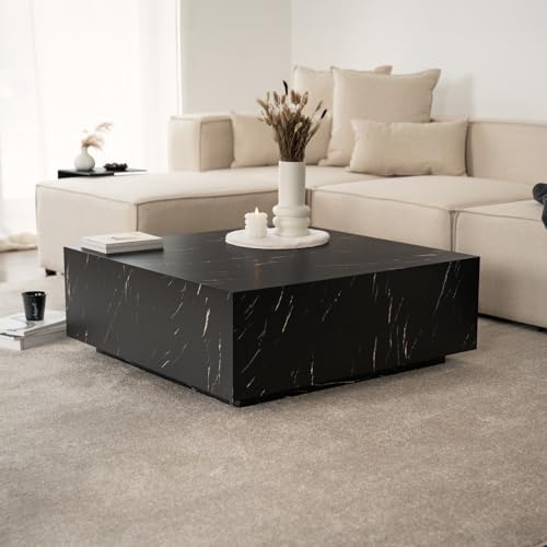 Home Deluxe - Couchtisch Amiri - Farbe: Schwarz, Größe: 95 x 95 cm, MDF Platte, ohne Montage I Wohnzimmertisch Beistelltisch Sofatisch von Home Deluxe