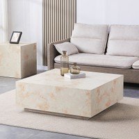 Home Deluxe Couchtisch Marmor AMIRI XL - 95 x 95 cm Sandstein von Home Deluxe