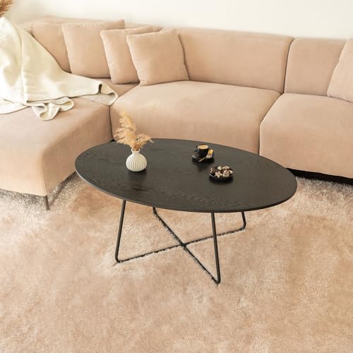 Home Deluxe - Couchtisch NOVARIS - Oval, Farbe: Dark Oak, Maße: 110 x 66 x 47 cm, Pflegeleicht I Wohnzimmertisch Sofatisch Wohnzimmermöbel Beistelltisch von Home Deluxe