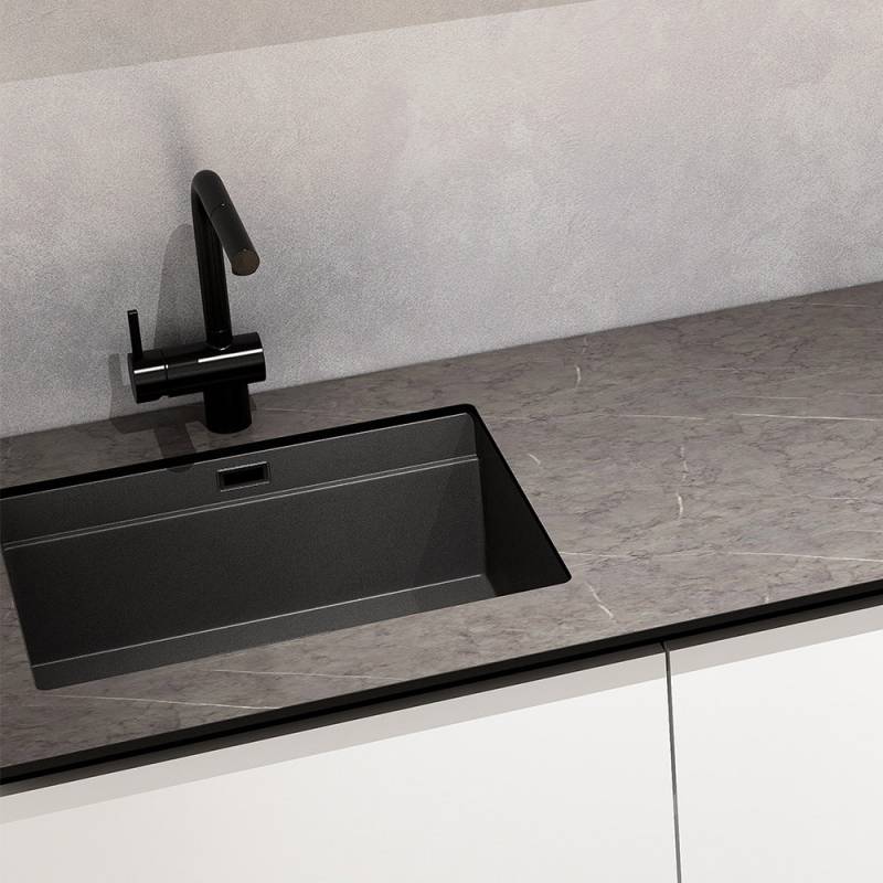 Home Deluxe Cuisine PORTOFINO 280 cm - Blanc mat/gris pierre von Home Deluxe