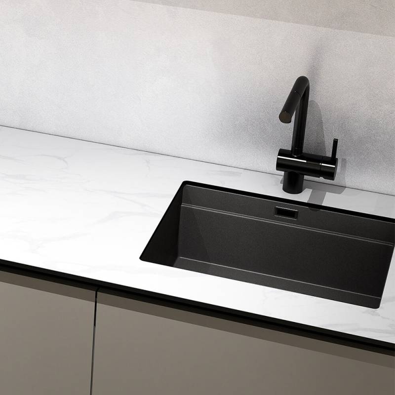 Home Deluxe Cuisine PORTOFINO 280 cm - Marbre gris umbra/blanc von Home Deluxe