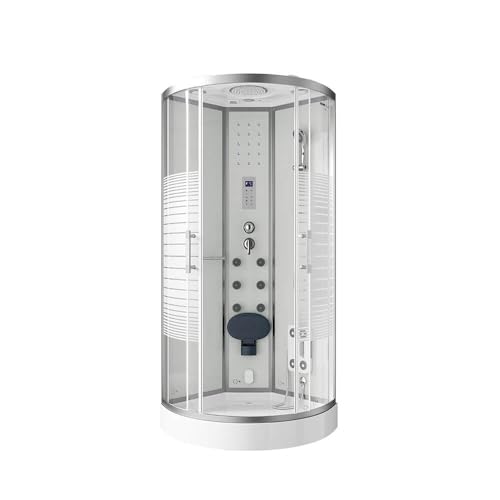 Home Deluxe - Dampfdusche WHITE PEARL - Maße 100 x 100 cm - inkl. Dampffunktion, Regendusche, Radio und Zubehör I Fertigdusche, Dusche, Duschtempel von Home Deluxe