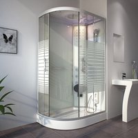 Home Deluxe - Dampfdusche white pearl - Maße 120 x 80 cm Links - inkl. Dampffunktion, Regendusche, Radio und Zubehör i Fertigdusche, Dusche, von Home Deluxe