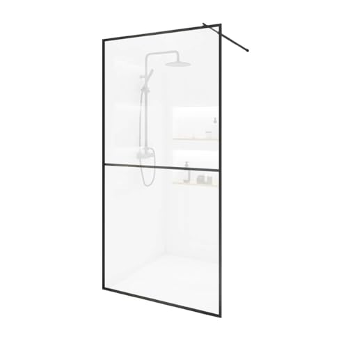 Home Deluxe - Duschabtrennung - BAKI - Breite: 160 cm, Schwarzer Rahmen, Klarglas, 2 Raster Optik - 10 mm ESG - Sicherheitsglas I Walk in Dusche, Duschwand, Duschtür von Home Deluxe
