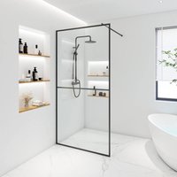 Duschabtrennung ESG-Glas baki Schwarz 2 Raster Größe: 140 x 200 cm Duschabtrennung Duschtrennung Duschwand Glas - Home Deluxe von Home Deluxe