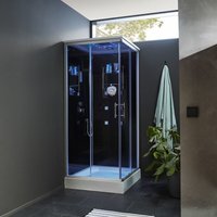 Komplettdusche wave m - Schwarz, Maße: 90 x 90 - inkl. Radio, Regendusche und komplettem Zubehör i Fertigdusche, Dusche, Duschtempel - Home Deluxe von Home Deluxe