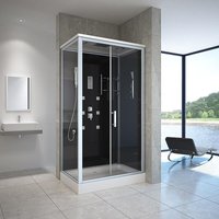 HOME DELUXE - Komplettdusche WAVE XL - Schwarz, Maße: 120 x 80 - inkl. Radio, Regendusche und komplettem Zubehör I Fertigdusche, Dusche, Duschtempel von Home Deluxe