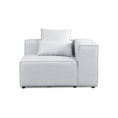 Home Deluxe - Ecksofa Rechts Verona - Hellgrau, ca. 120 x 70 x 120 cm, Sitzhöhe: 46 cm, Sitztiefe: 80 cm I Modulares Sofa Modulsofa Ecksofa Wohnlandschaft von Home Deluxe