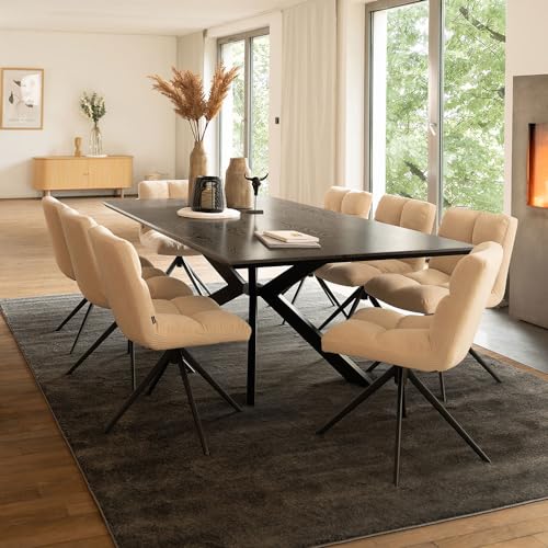 Home Deluxe - Esstisch AVENCIA - 200 x 120 cm, Farbe: Dark Oak, Sternfuß, MDF Platte, Bodenschonend I Esszimmertisch Holztisch Essgruppe von Home Deluxe