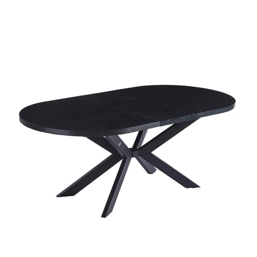 Home Deluxe – Esstisch-Set AVENTI mit 8 Stühlen IKALO Hellbraun - Farbe: Dark Oak, Maße: 120-160 x 76 x 12 cm, Sternenfuß I Essgruppe Ausziehtisch Esszimmermöbel von Home Deluxe