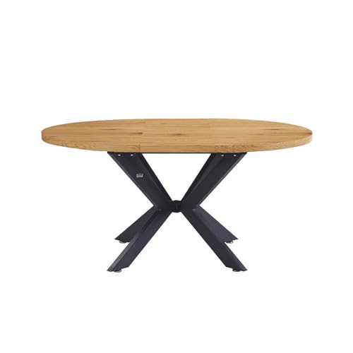 Home Deluxe – Esstisch-Set Aventura mit 4 Stühlen IKALO Hellbraun - Farbe: Light Oak, Maße: 120-160 x 76 x 100 cm, Sternfuß, Rund, Ausziehbar I Essgruppe Ausziehtisch Esszimmermöbel von Home Deluxe