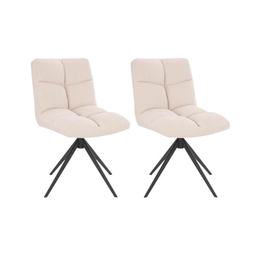 Home Deluxe - Esszimmerstuhl NODA - 2er Set, Farbe: Cord Creme - 360 Grad drehbar, weiche Polsterung, bis 120 kg belastbar I Küchenstuhl Speisestühle Esszimmerstühle von Home Deluxe