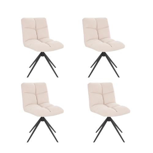 Home Deluxe - Esszimmerstuhl NODA - 4er Set, Farbe: Cord Creme - 360 Grad drehbar, weiche Polsterung, bis 120 kg belastbar I Küchenstuhl Speisestühle Esszimmerstühle von Home Deluxe