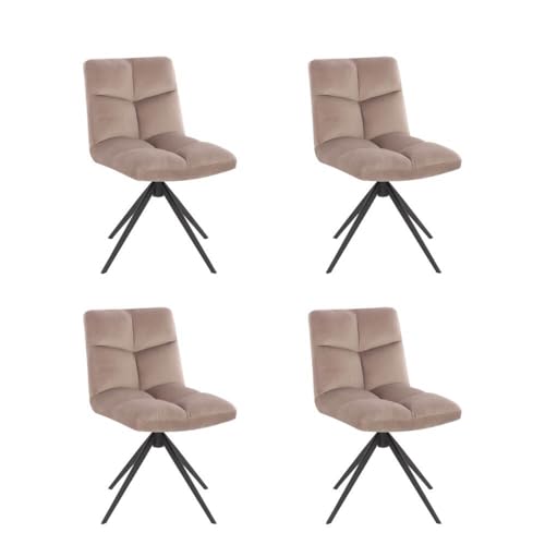 Home Deluxe - Esszimmerstuhl NODA - 4er Set, Farbe: Samt Hellbraun - 360 Grad drehbar, weiche Polsterung, bis 120 kg belastbar I Küchenstuhl Speisestühle Esszimmerstühle von Home Deluxe