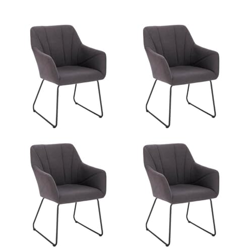 Home Deluxe - Esszimmerstuhl PAKU - 4er Set, Farbe: Anthrazit, Höhenverstellbar, weiche Polsterung, bis 120 kg belastbar I Küchenstuhl Speisestühle Esszimmerstühle von Home Deluxe