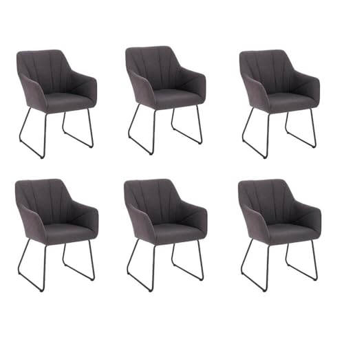 Home Deluxe - Esszimmerstuhl PAKU - 6er Set, Farbe: Anthrazit, Höhenverstellbar, weiche Polsterung, bis 120 kg belastbar I Küchenstuhl Speisestühle Esszimmerstühle von Home Deluxe