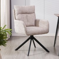 Home Deluxe Esszimmerstuhl mit Armlehne Chenille ALUNA - 1er Set Beige von Home Deluxe