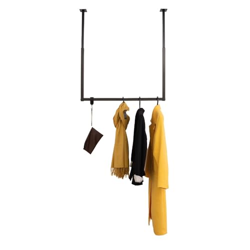 Home Deluxe - Garderobenleiste SWAY - inkl. Kleiderbügel und Haken - Farbe: Schwarz, bis zu 30 x 60 cm - verstellbar I Wandgarderobe Garderobenpaneel Kleiderhaken von Home Deluxe