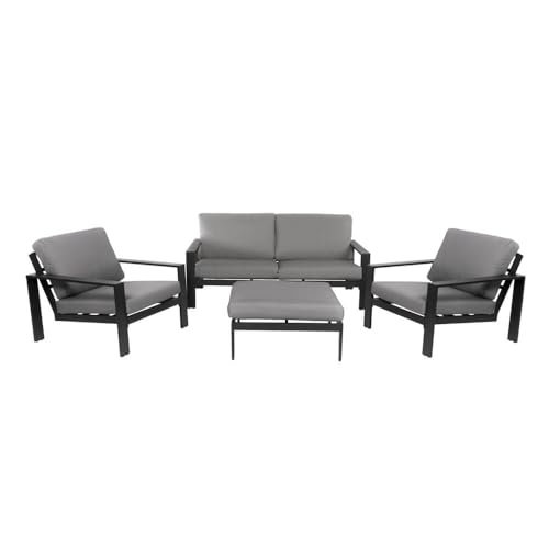 Home Deluxe - Gartenmöbel Set - Rio - Schwarz, Größe L - bestehend aus 1x Hocker, 2X Sessel 1x Sofa - inkl. Kissen - Farbe schwarz I Gartensitzgruppe Gartenlounge Balkonmöbel Home Deluxe - Gartenmöbel Set - Rio - Schwarz, Größe L - bestehend aus 1x Hocker, 2X Sessel 1x Sofa - inkl. Kissen - Farbe schwarz I Gartensitzgruppe Gartenlounge Balkonmöbel von Home Deluxe