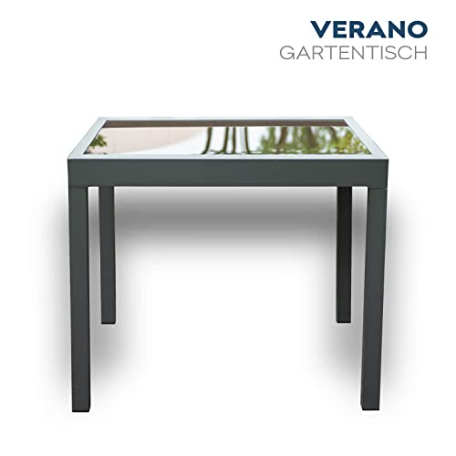 Home Deluxe - Gartentisch ausziehbar - Verano - ca. 90 (180) x 90 x 75 cm - inkl. 8 Stühlen, Gestell Aluminium, Tischplatte Glas,inkl. Zubehör I Gartenmöbel Ausziehtisch Balkonset von Home Deluxe