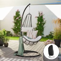 Hängesessel cama - Grau, Höhe 200 cm - inkl. Regenabdeckung, Gestell, Sitz- und Rückenkissen i Polyrattan Hängestuhl Gartenschaukel Hängekorb - Home von Home Deluxe