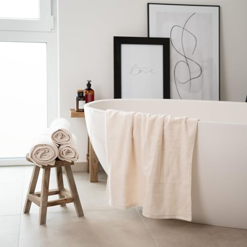 Home Deluxe - Handtuch Set - 4 TLG. Soft - Beige - Material: 100% Baumwolle I Handtuch Badetuch Duschtuch Set Handtuchset von Home Deluxe