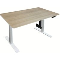 Home Deluxe - Höhenverstellbarer Schreibtisch elektrisch mit PC-Halterung lumina Farbe: Weiß - Braun, Größe: 160 x 80 cm von Home Deluxe