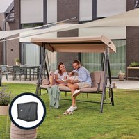 Hollywoodschaukel descanso Beige mit Abdeckung - 3-Sitzer, b/h/l 115cm x 195cm x 198cm, inkl. Getränkehalter, Sitz- und Rückenkissen i Gartenliege von Home Deluxe